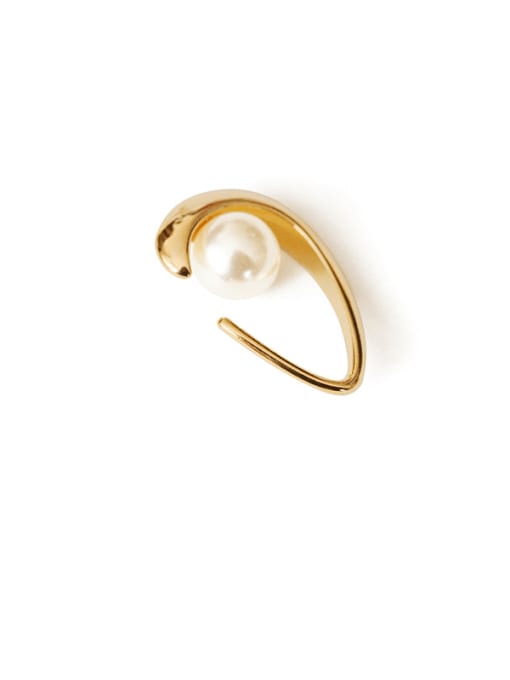 ACCA Brass Imitation Pearl Water Drop Minimalist Stud Earring 3