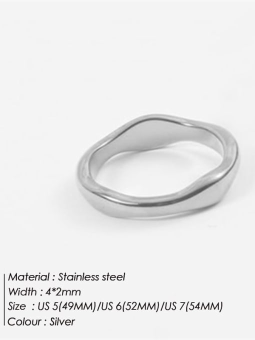 4MM steel color FB36672 Stainless steel Geometric Minimalist Stackable Ring