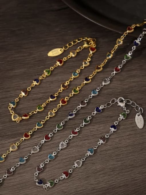 ACCA Brass Glass Stone Heart Minimalist Necklace 1
