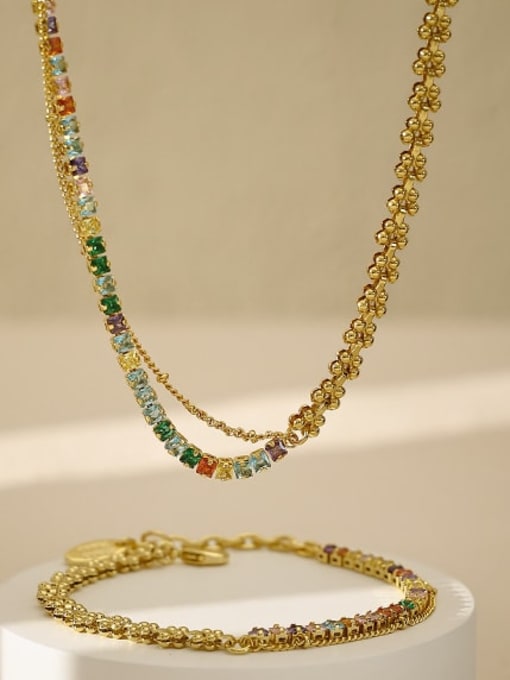 ACCA Brass Cubic Zirconia Trend Wheatear Bracelet and Necklace Set 2