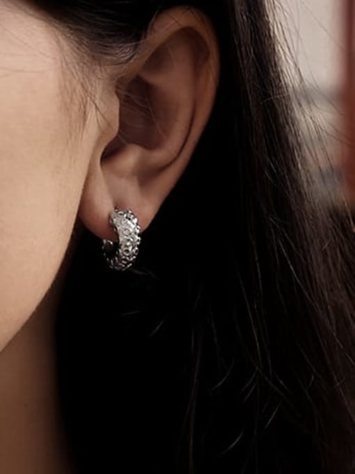 ACCA Brass Rhinestone Geometric Vintage C Shape Stud Earring 1
