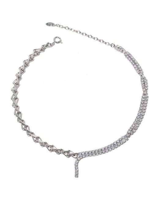 Platinum Brass Cubic Zirconia Geometric Hip Hop Necklace