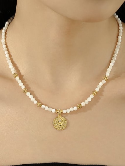 ACCA Brass Imitation Pearl Geometric Minimalist Necklace 1