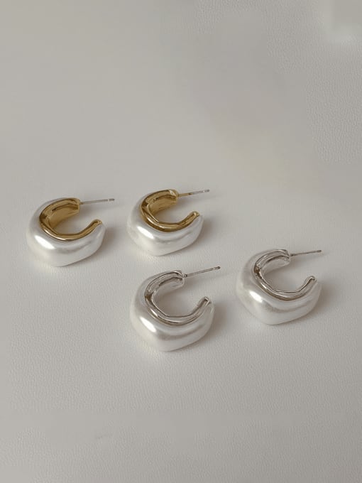 ZRUI Brass Resin C Shape Minimalist Stud Earring 0