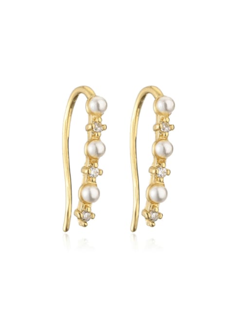 AOG Brass Imitation Pearl Geometric Minimalist Hook Earring 0