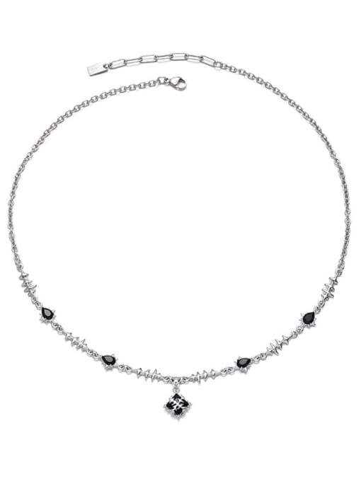 Black zirconium necklace Brass Cubic Zirconia Geometric Hip Hop Necklace