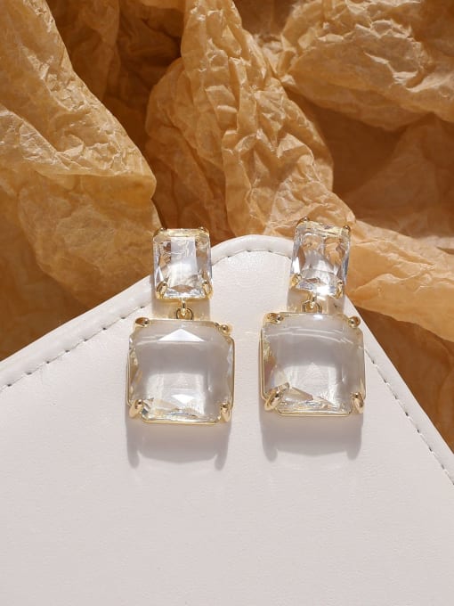 HYACINTH Brass Crystal Geometric Luxury Drop Earring 2