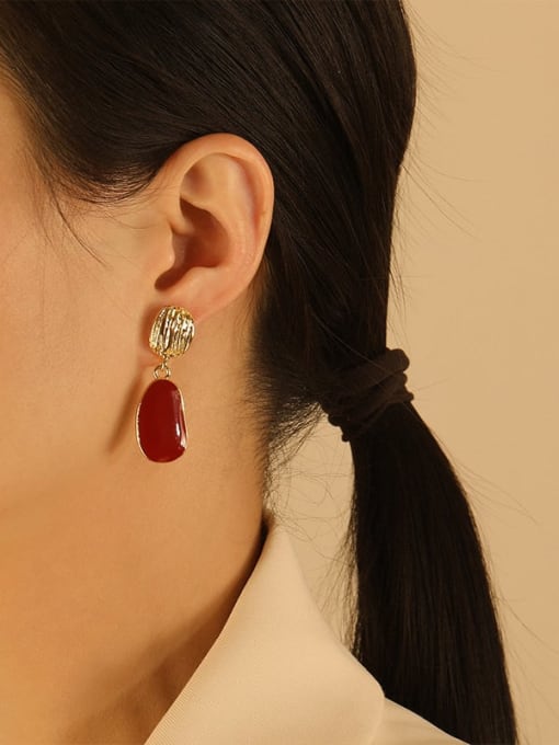 HYACINTH Brass Enamel Geometric Vintage Drop Trend Korean Fashion Earring 1
