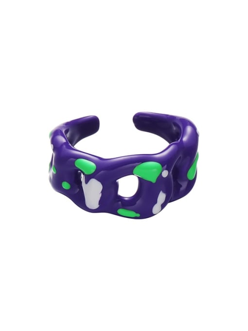 purple Alloy Enamel Geometric Cute Band Ring