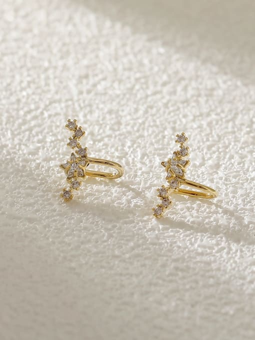 HYACINTH Brass Cubic Zirconia Star Cute Clip Earring 0