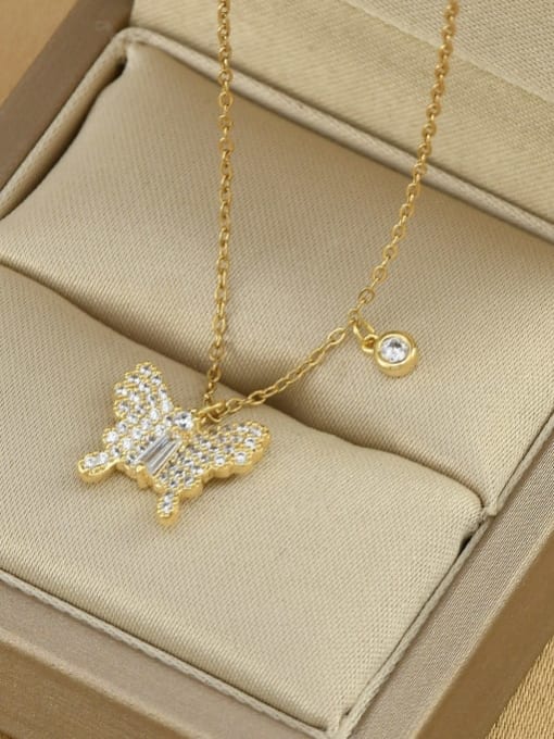 YOUH Brass Cubic Zirconia Butterfly Dainty Necklace 1