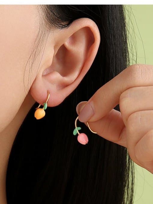 Five Color Brass Enamel Flower Cute Stud Earring 1