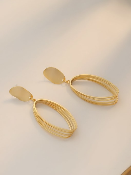Dumb gold Copper Hollow Geometric Minimalist Drop Trend Korean Fashion Earring