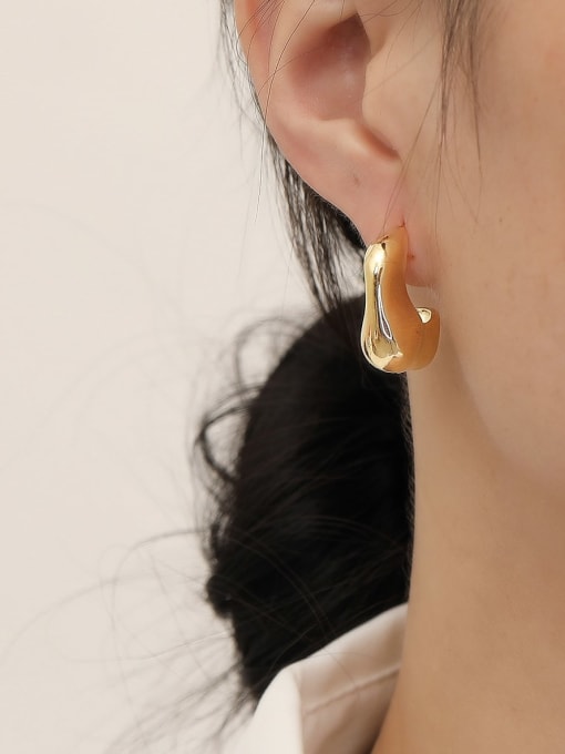 HYACINTH Brass Irregular Minimalist Stud Earring 1