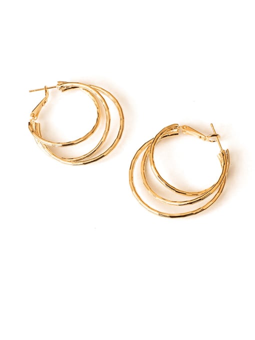 large Brass Smooth Geometric Minimalist Drop Earring