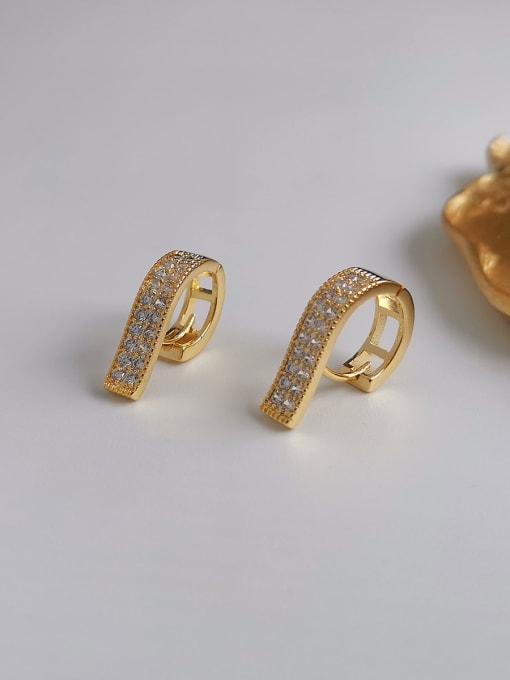 gold Copper Cubic Zirconia Geometric Dainty Stud Trend Korean Fashion Earring