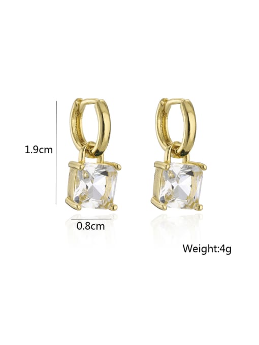 AOG Brass Glass Stone Geometric Minimalist Huggie Earring 4