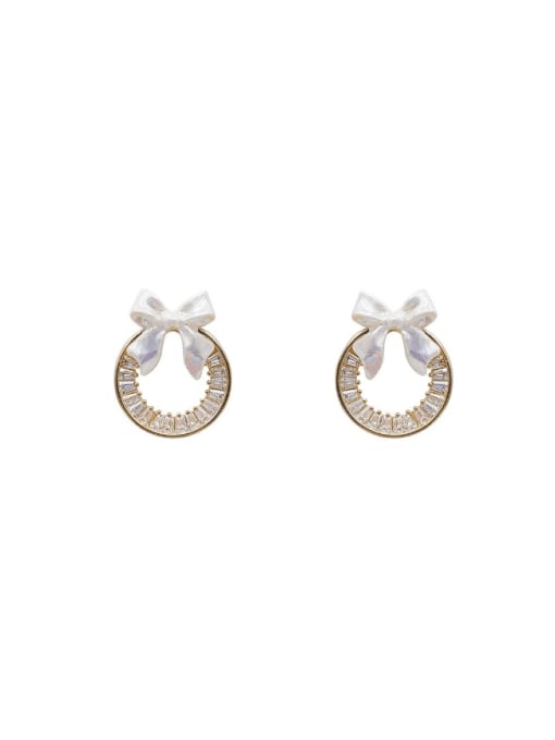 YOUH Brass Cubic Zirconia Bowknot Minimalist Stud Earring 3