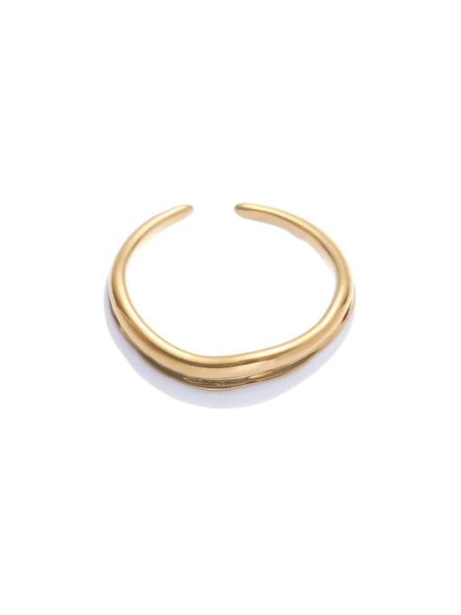 White Dropping Oil Ring Brass Enamel Geometric Minimalist Band Ring