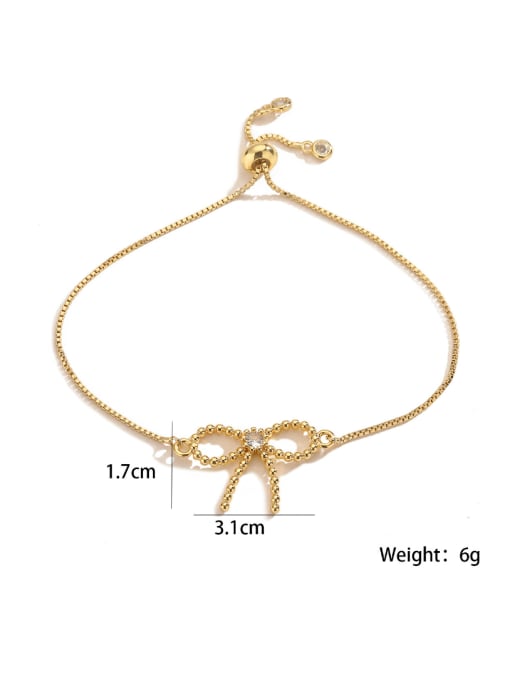 31850 Brass Cubic Zirconia Bowknot Minimalist Adjustable Bracelet