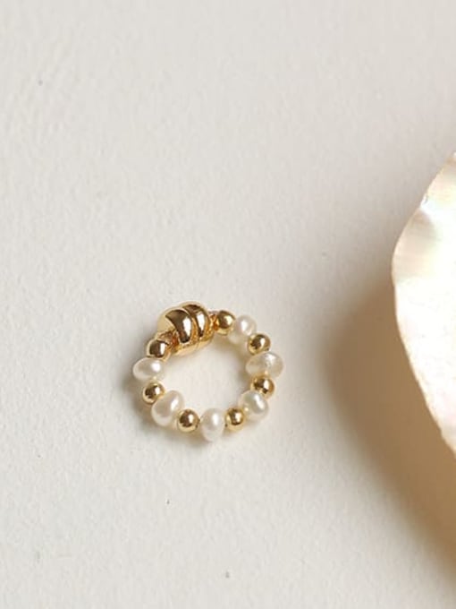ACCA Brass Freshwater Pearl Geometric Vintage Single Earring 3
