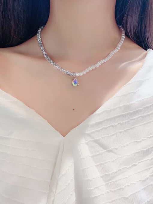 Papara Alloy Imitation Pearl White Trend Necklace 1