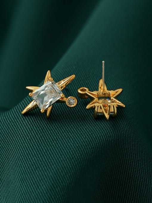 ACCA Brass Cubic Zirconia Star Vintage Stud Earring 0