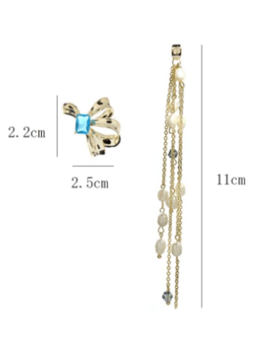SUUTO Brass Freshwater Pearl Asymmetry Tassel Ethnic Threader Earring 2