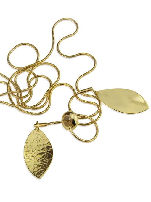renchi Brass Smooth Leaf Minimalist Pendants  Necklace 1