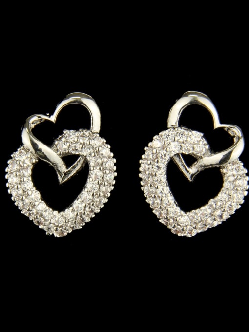 renchi Brass Cubic Zirconia Heart Luxury Drop Earring 0