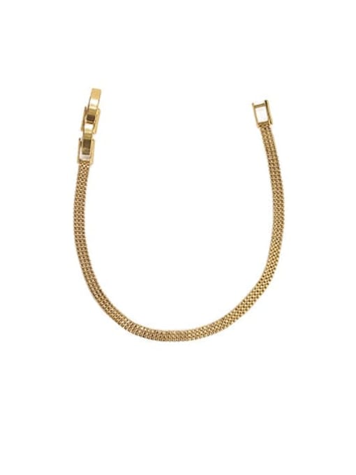 Gold wide Bracelet Brass Geometric chain Vintage Necklace