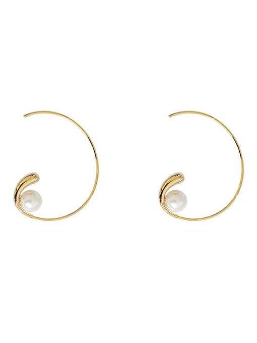 HYACINTH Brass Imitation Pearl Geometric Minimalist Hook Earring