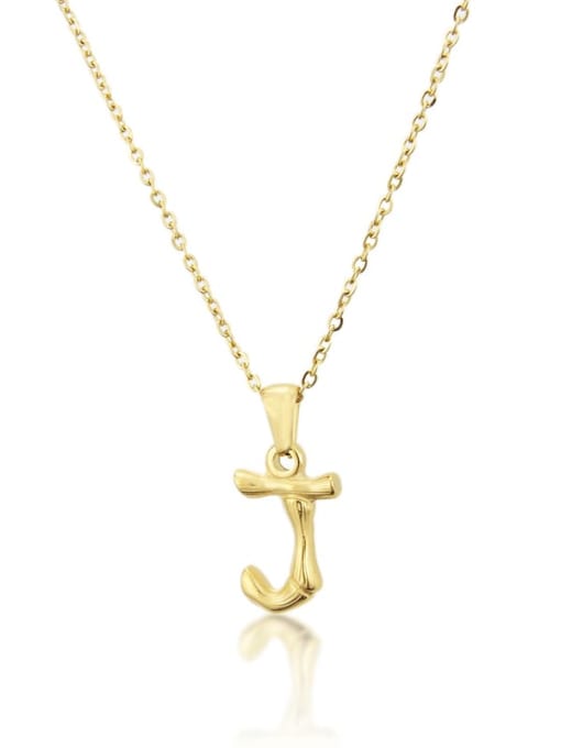 J Titanium Rhinestone minimalist letter Pendant Necklace