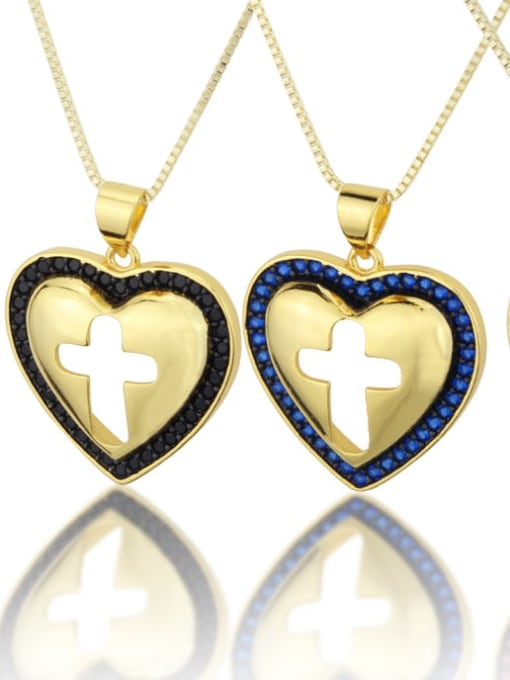 renchi Brass Cubic Zirconia Heart Minimalist Regligious Necklace 0