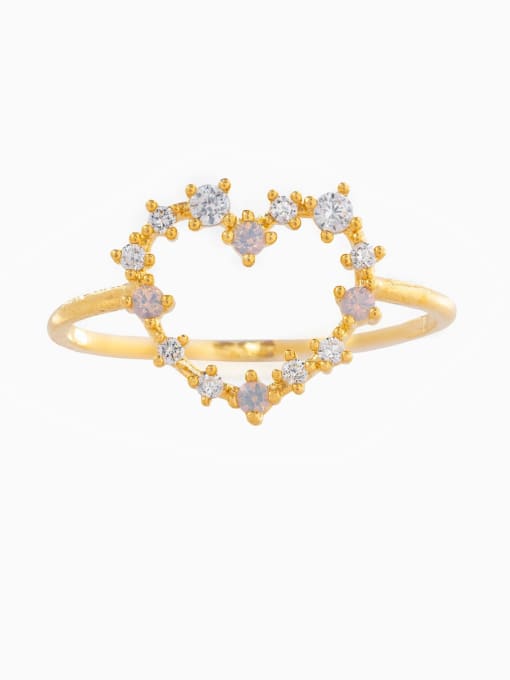 207 gold Brass Cubic Zirconia Heart Cute Band Ring