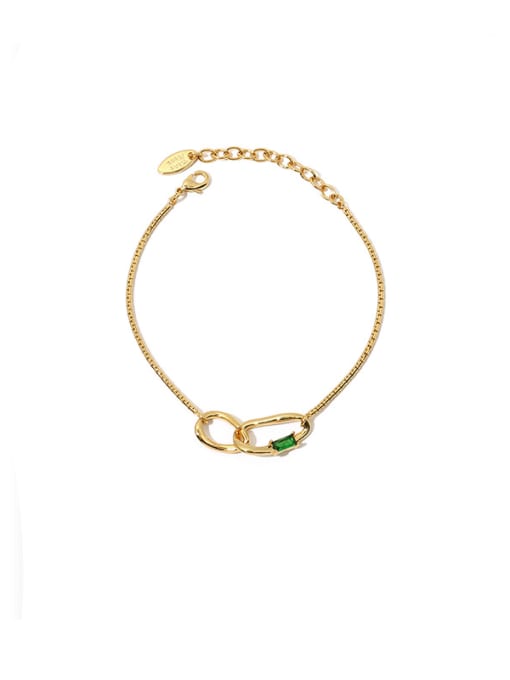 Zircon Bracelet Brass Freshwater Pearl Geometric Vintage Link Bracelet