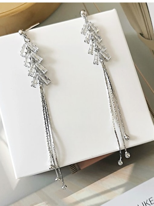 HYACINTH Copper Cubic Zirconia Tassel Dainty Hook Trend Korean Fashion Earring 2