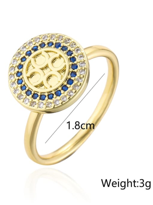 AOG Brass Cubic Zirconia Geometric Vintage Band Ring 2