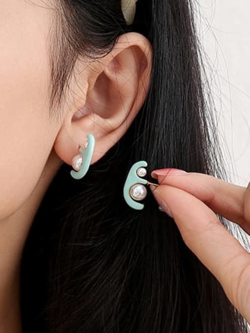 Five Color Brass Enamel Geometric Cute Stud Earring 1