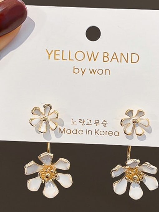 Golden Mixed Metal Gold Flower Cute Huggie Earring