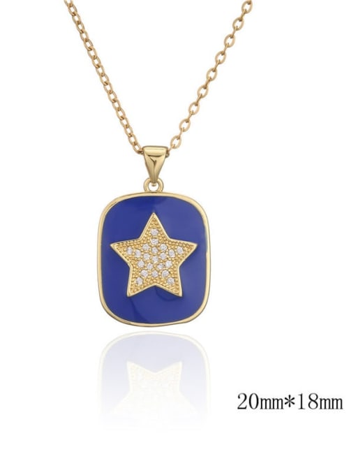 AOG Brass Cubic Zirconia Rectangle Vintage Five-pointed star Necklace 2