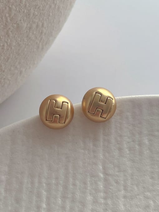 D188 Gold Letter Earrings Brass Geometric Trend Stud Earring
