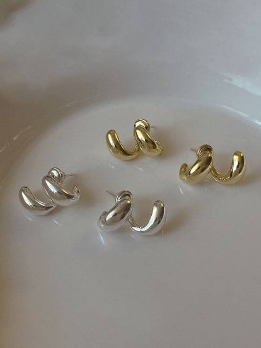 ZRUI Brass Irregular Minimalist Stud Earring 0