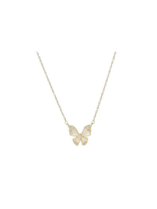 YOUH Brass Cubic Zirconia Butterfly Dainty Necklace