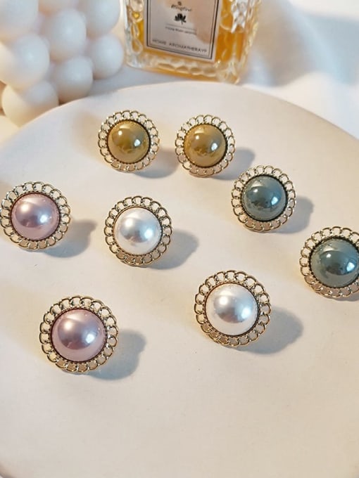 HYACINTH Copper Imitation Pearl Flower Ethnic Stud Trend Korean Fashion Earring 3