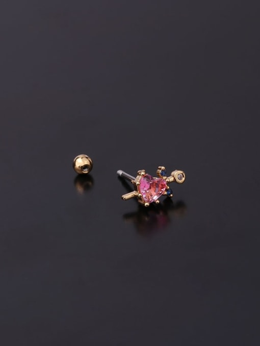 HISON Brass Cubic Zirconia Heart Cute Single Earring(Single Only One) 3