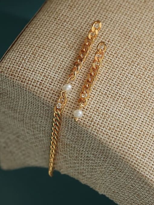 Five Color Brass Tassel Vintage Asymmetry Holllow Chain  Threader Earring 3