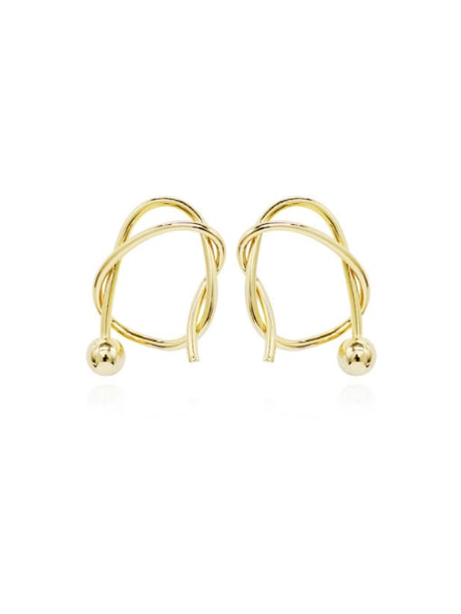 Light Gold Brass Geometric Minimalist Drop Earring