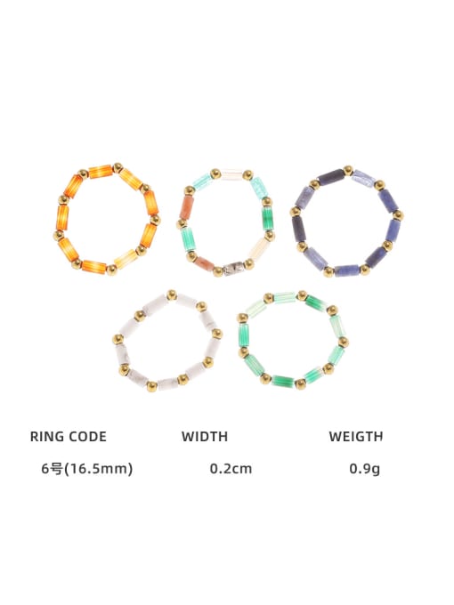 TINGS Titanium Steel Natural Stone Multi Color Geometric Cute Band Ring 2