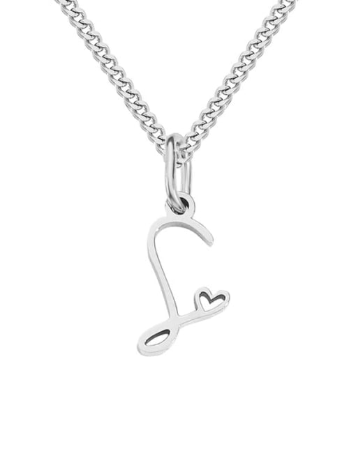 S  steel color Stainless steel Letter Minimalist Necklace
